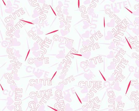 Cute seamless pattern with text and heart shapes Stock Illustration