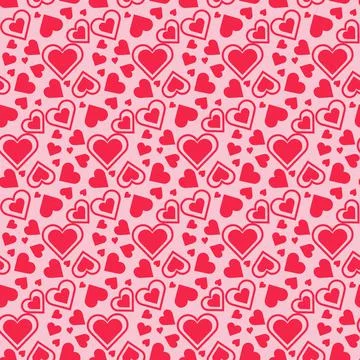 Cute seamless pattern for textile design with red heart for valentines day, f Stock Illustration