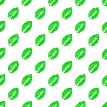 Cute seamless pattern. Texture of green leaves with acrylic paint. Print for  Illustrazione stock