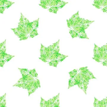 Cute seamless pattern. Texture of green leaves with acrylic paint. Print for  스톡 일러스트