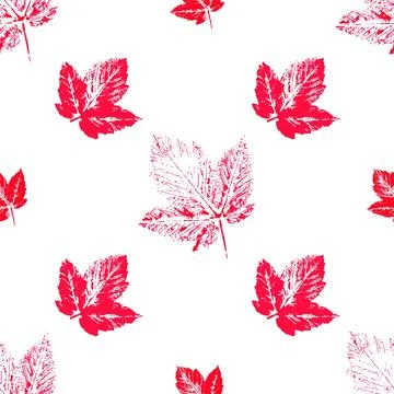 Cute seamless pattern. Texture of red leaves with acrylic paint. Print for cl イラスト素材