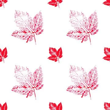 Cute seamless pattern. Texture of red leaves with acrylic paint. Print for cl Illustrazione stock