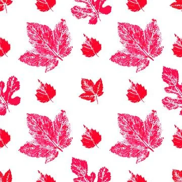 Cute seamless pattern. Texture of red leaves with acrylic paint. Print for cl 스톡 일러스트