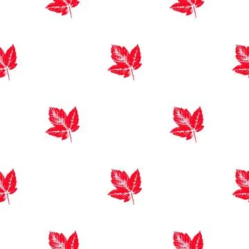 Cute seamless pattern. Texture of red leaves with acrylic paint. Print for cl Stock Illustration