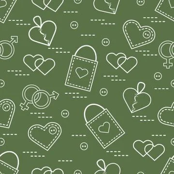 Cute seamless pattern with variety romantic elements. Greeting card Valentine Stockillustratie