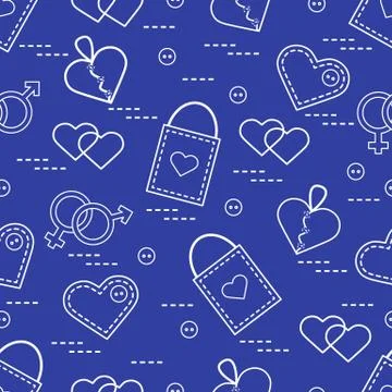 Cute seamless pattern with variety romantic elements. Greeting card Valentine Stock Illustration