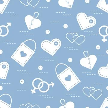 Cute seamless pattern with variety romantic elements. Greeting card Valentine Illustrazione stock