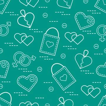 Cute seamless pattern with variety romantic elements. Greeting card Valentine Stock Illustration