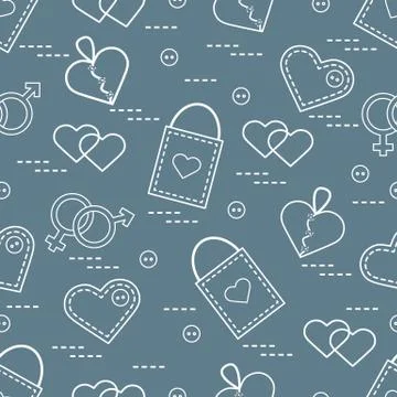 Cute seamless pattern with variety romantic elements. Greeting card Valentine Stock Illustration