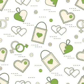 Cute seamless pattern with variety romantic elements. Greeting card Valentine Stockillustratie