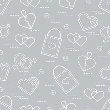 Cute seamless pattern with variety romantic elements. Greeting card Valentine Stock Illustration