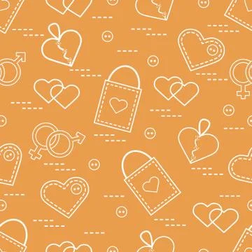 Cute seamless pattern with variety romantic elements. Greeting card Valentine Stockillustratie