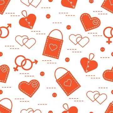 Cute seamless pattern with variety romantic elements. Greeting card Valentine イラスト素材