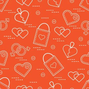 Cute seamless pattern with variety romantic elements. Greeting card Valentine Stock Illustration