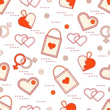 Cute seamless pattern with variety romantic elements. Greeting card Valentine イラスト素材