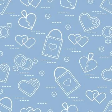 Cute seamless pattern with variety romantic elements. Greeting card Valentine Stock Illustration