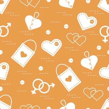 Cute seamless pattern with variety romantic elements. Greeting card Valentine Stock Illustration