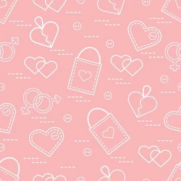 Cute seamless pattern with variety romantic elements. Greeting card Valentine イラスト素材