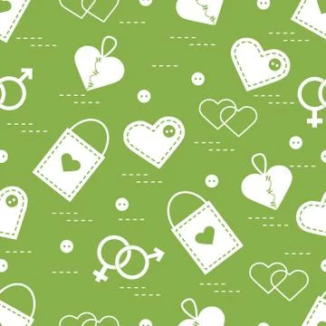 Cute seamless pattern with variety romantic elements. Greeting card Valentine Stock Illustration