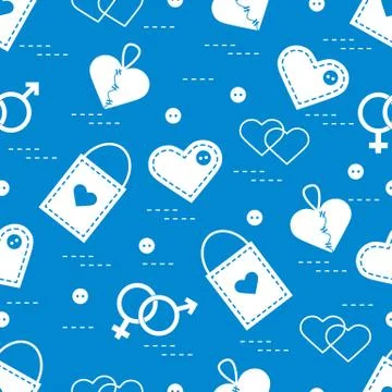Cute seamless pattern with variety romantic elements. Greeting card Valentine Stock Illustration