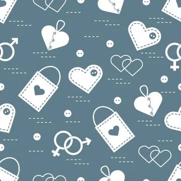 Cute seamless pattern with variety romantic elements. Greeting card Valentine Stockillustratie