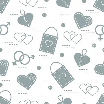 Cute seamless pattern with variety romantic elements. Greeting card Valentine Stockillustratie