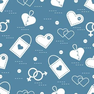 Cute seamless pattern with variety romantic elements. Greeting card Valentine Illustrazione stock