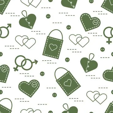 Cute seamless pattern with variety romantic elements. Greeting card Valentine イラスト素材