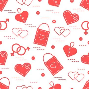 Cute seamless pattern with variety romantic elements. Greeting card Valentine Stock Illustration