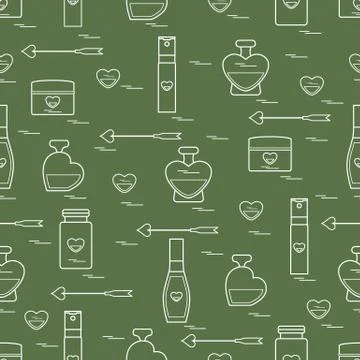 Cute seamless pattern with various accessories for the care of your body and  Stock Illustration