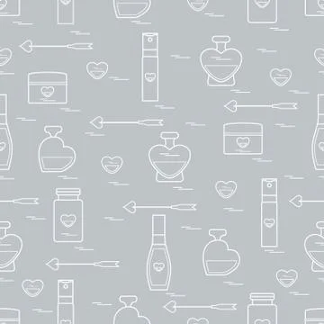 Cute seamless pattern with various accessories for the care of your body and  Stock Illustration