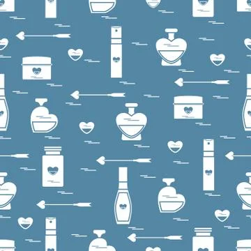Cute seamless pattern with various accessories for the care of your body and  Stock Illustration