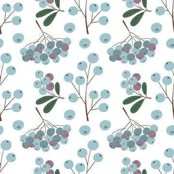 Cute seamless pattern. Winter berries. Wallpaper for your creativity. Print f Stock Illustration