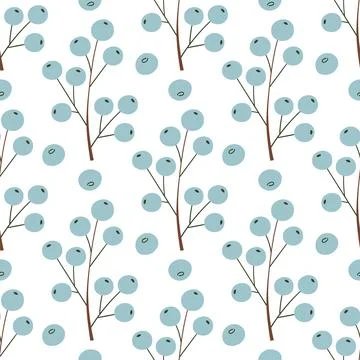 Cute seamless pattern. Winter berries. Wallpaper for your creativity. Print f Stock Illustration