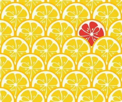 Cute seamless pattern with yellow lemon slices Stock Illustration
