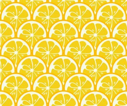 Cute seamless pattern with yellow lemon slices Stock Illustration