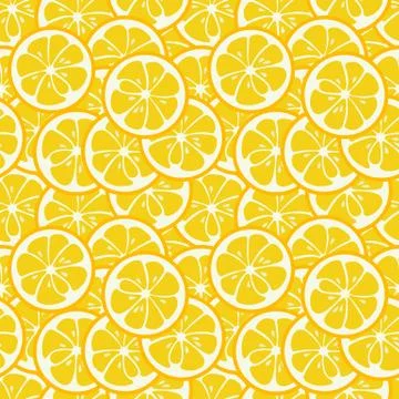Cute seamless pattern with yellow lemon slices Stock Illustration