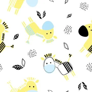 Cute seamless pattern Zebras Stock Illustration