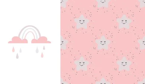 Cute seamless patterns. Creative childish print for fabric, wrapping, textile Stock Illustration