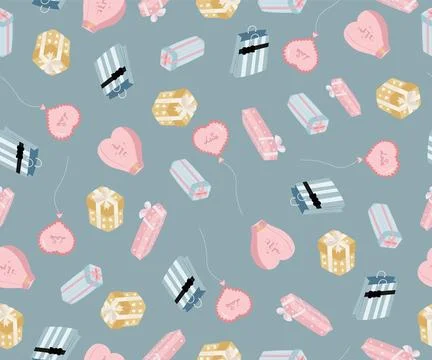 Cute seamless patterns with gift boxes. Stock Illustration