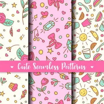 Cute Seamless Patterns. Prints for kids products Stock Illustration