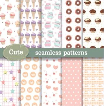 Cute seamless patterns set 4.vector Illustrazione stock