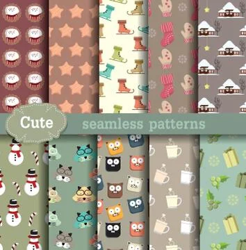 Cute seamless patterns.vector Stockillustratie