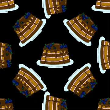 Cute seamless pattern.Vector hand drawn cake icons. Stock Illustration