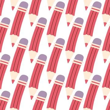 Cute Seamless Pencil Pattern Hand Drawn Illustration 스톡 일러스트