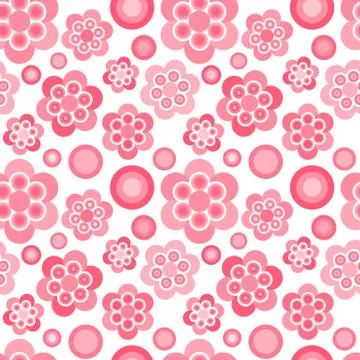 Cute seamless pink floral pattern on white background Illustrazione stock