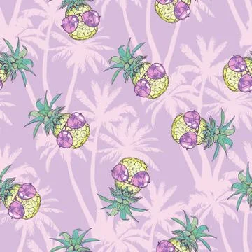 Cute seamless print with pineapples Stock Illustration