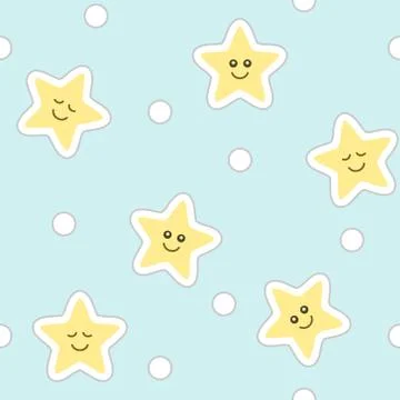 Cute Seamless Star Pattern on Blue Stock Illustration