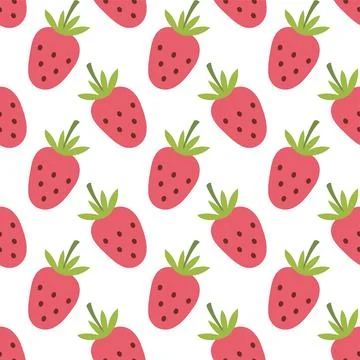 Cute Seamless Strawberry Pattern Hand Drawn Illustration Illustrazione stock