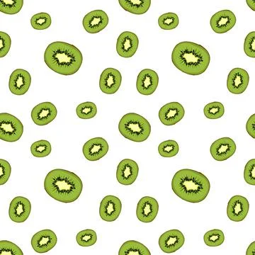 Cute seamless summer kiwi pattern on a white background Stock-Illustration